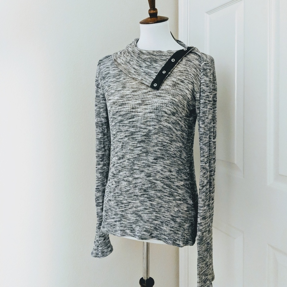 Anthropologie Snap Neck Ribbed Pullover - Picture 2 of 4